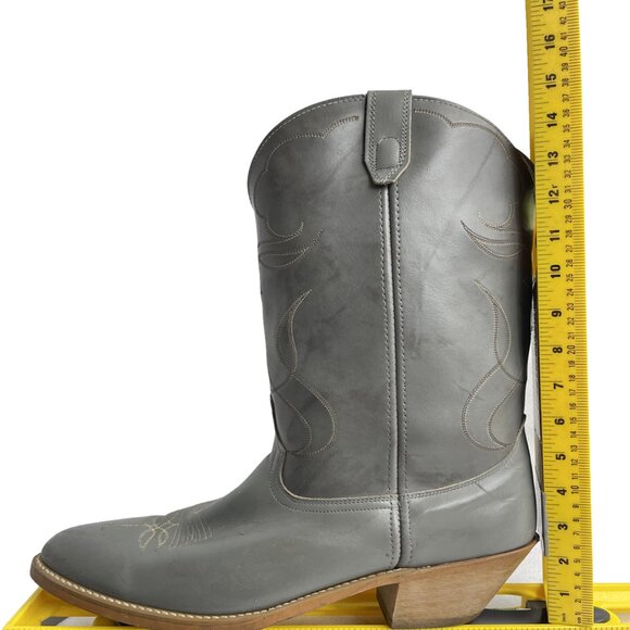 Acme Vintage Gray Leather Western Cowboy Work Boots Men's 12 - Picture 12 of 13